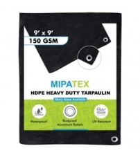 Mipatex Tarpaulin / Tirpal 9 Feet x 9 Feet 150 GSM (Black)